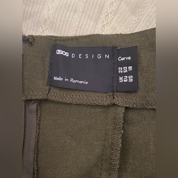 ASOS DESIGN Curve corset linen mini skater dress w/ puff sleeve US 18/UK 22 - Picture 7 of 8